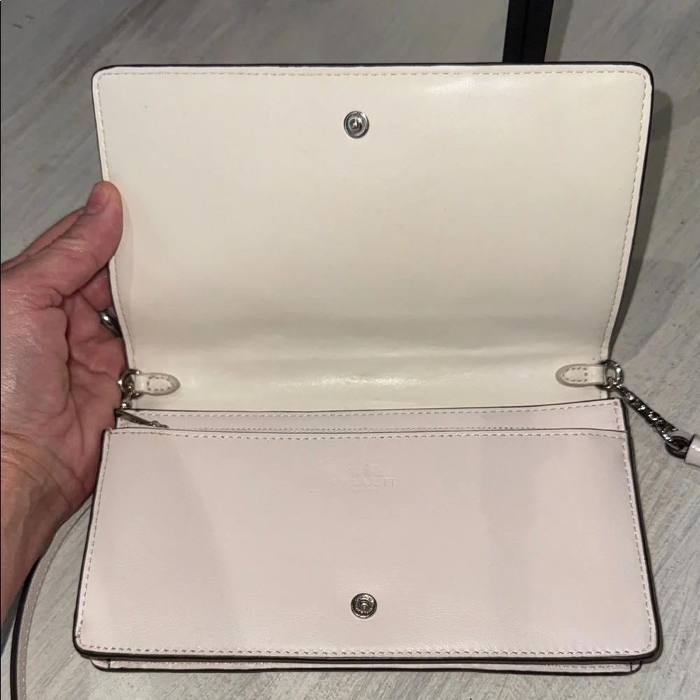Coach Canyon Quilt White Crossbody Bag with Embellishments-EUC